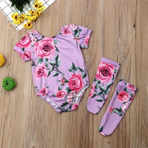 Summer Baby Girls Bodysuit Headband Clothes