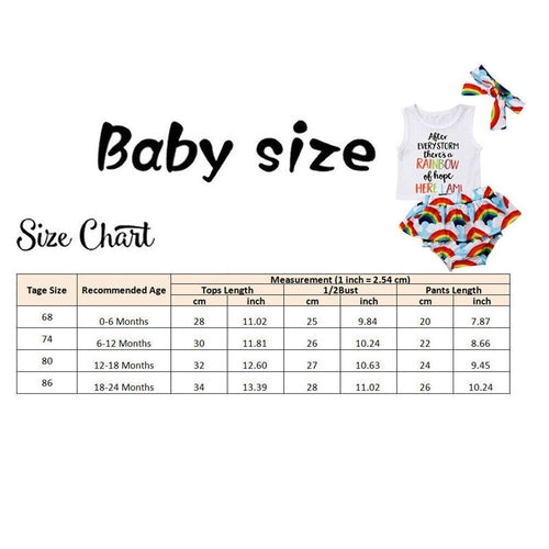 Summer Cute Baby Girls Sets Rainbow Clothes Letter
